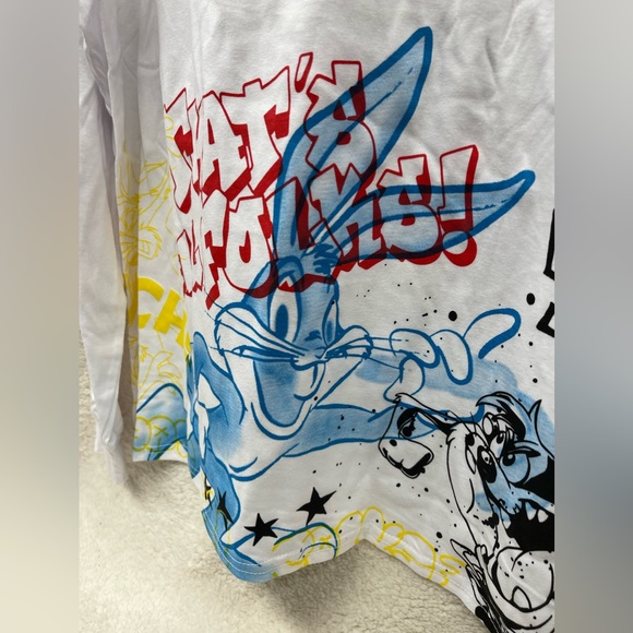 Small - LOONEY TUNES - Long Sleeve Graphic T-Shirt Tasmanian Devil Bugs Tee NEW - Picture 2 of 7